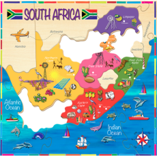 Size 300x300mm South Africa 17 Piece Wooden Puzzle  Size 300x300mm South Africa 17 Piece Wooden Puzzle